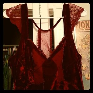 Free People Stunning Velour & Polkadot Bodycon